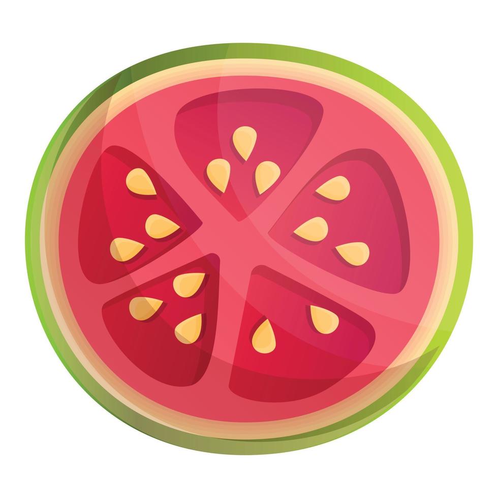 icono de guayaba cortada, estilo de dibujos animados vector