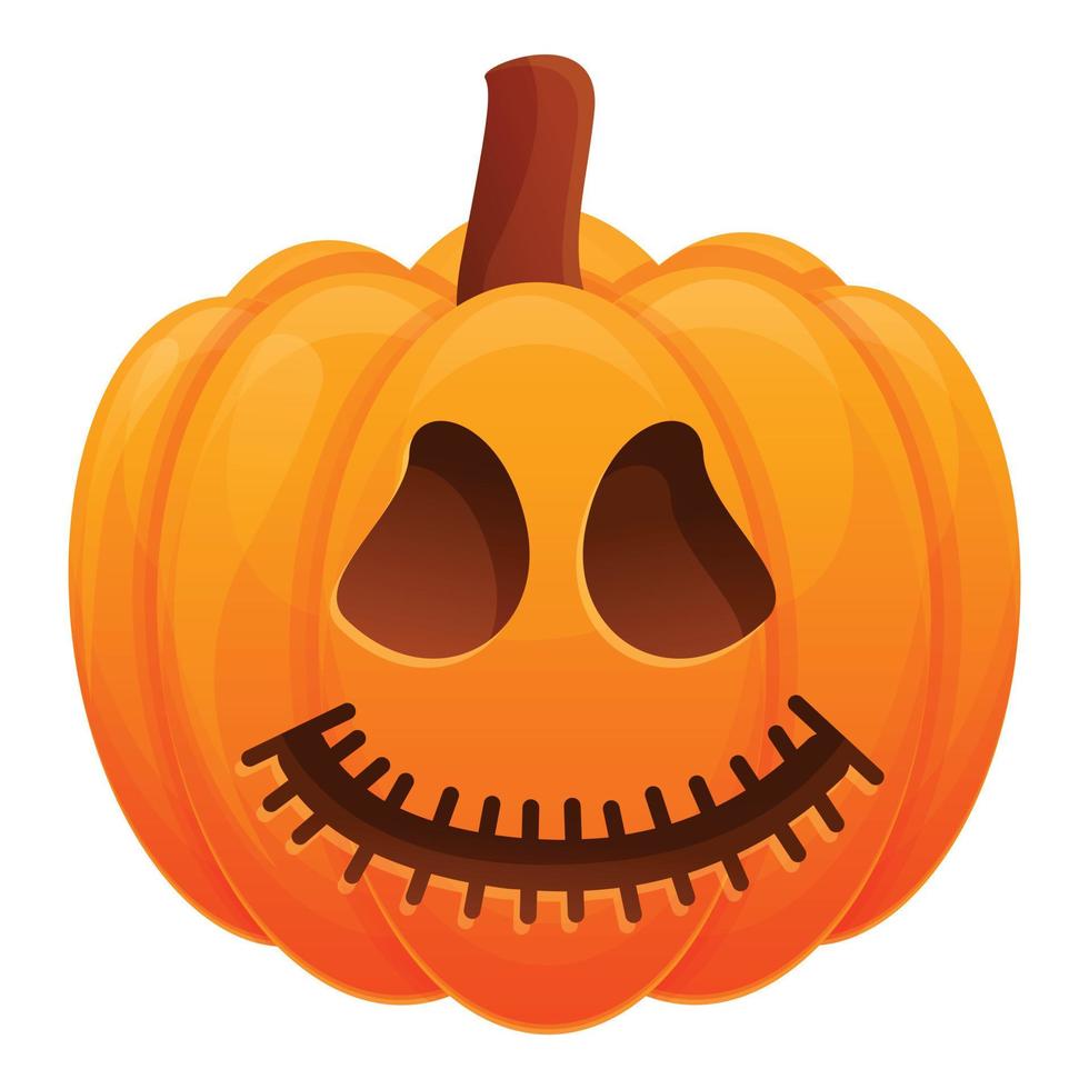 Cute smiling pumpkin icon, cartoon style vector