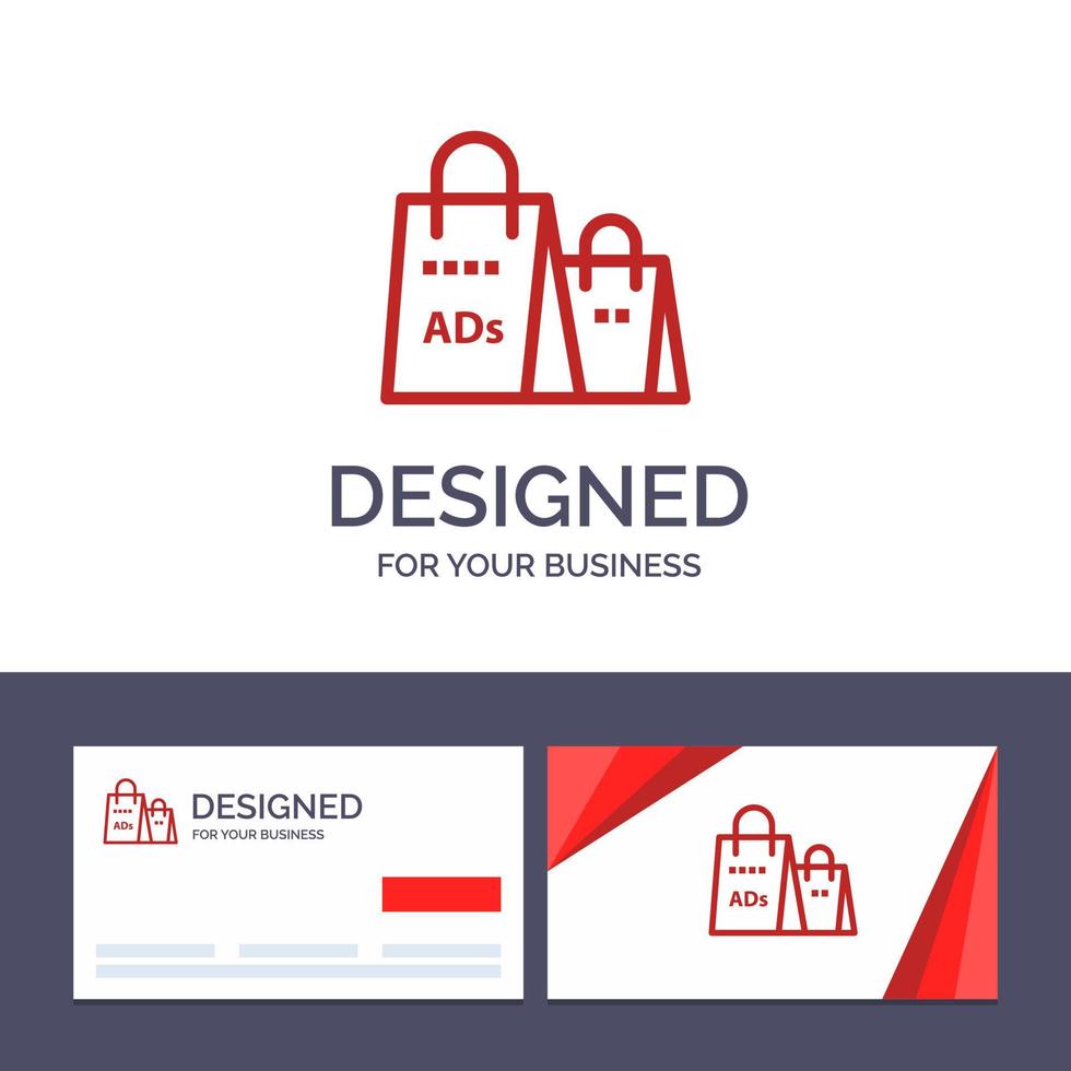tarjeta de visita creativa y plantilla de logotipo bolsa de publicidad bolso de compras anuncio de compras ilustración vectorial vector