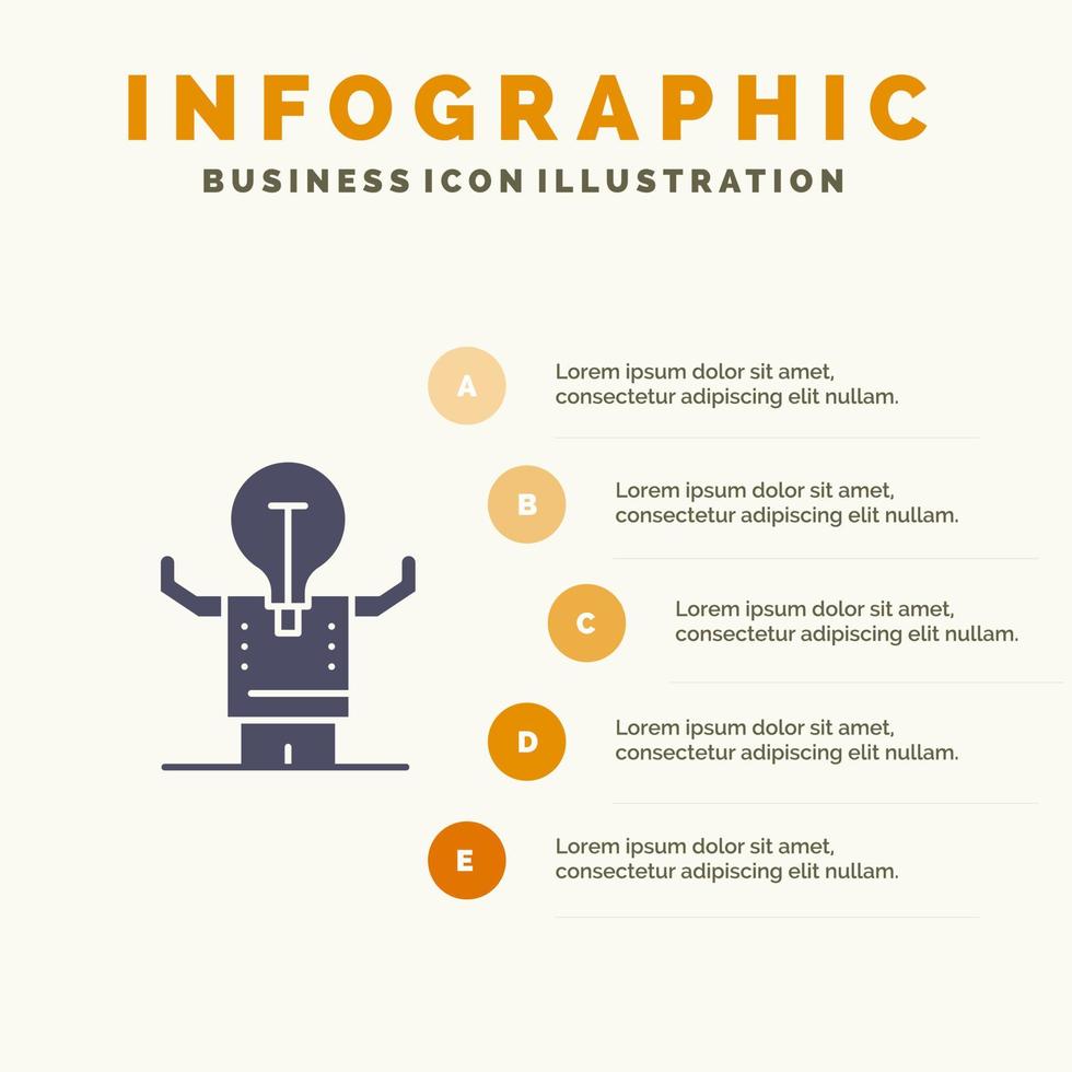 Business Improvement Man Person Potential Solid Icon Infographics 5 Steps Presentation Background vector