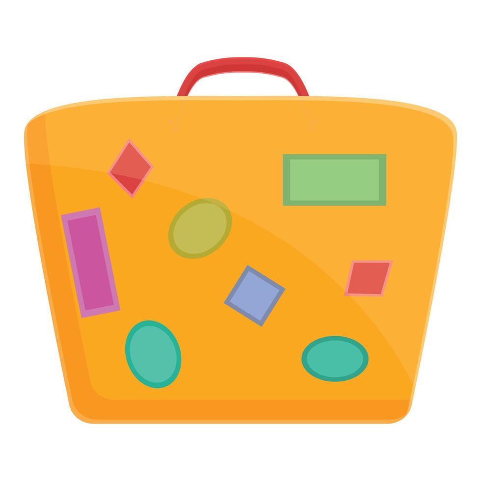 Family holidays suitcase icon, cartoon style vector