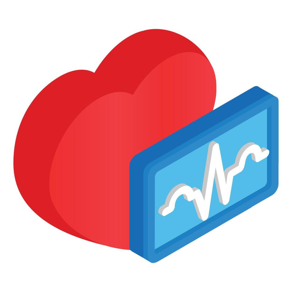 Cardiology heart 3d isometric icon vector