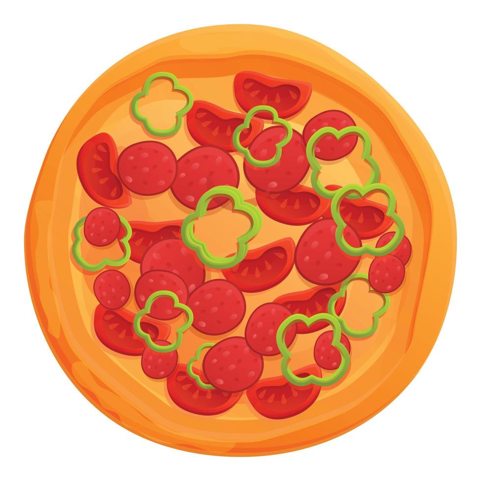 icono de pizza casera, estilo de dibujos animados vector