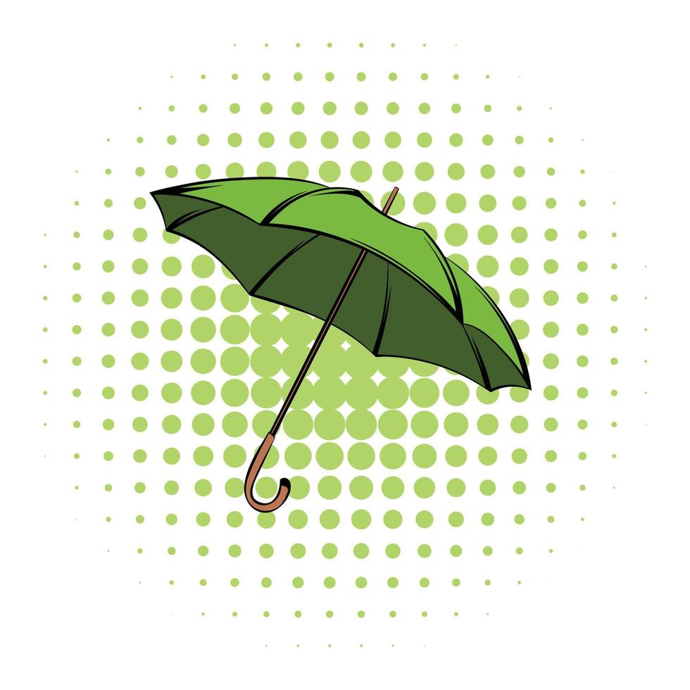 icono de cómics de paraguas verde vector