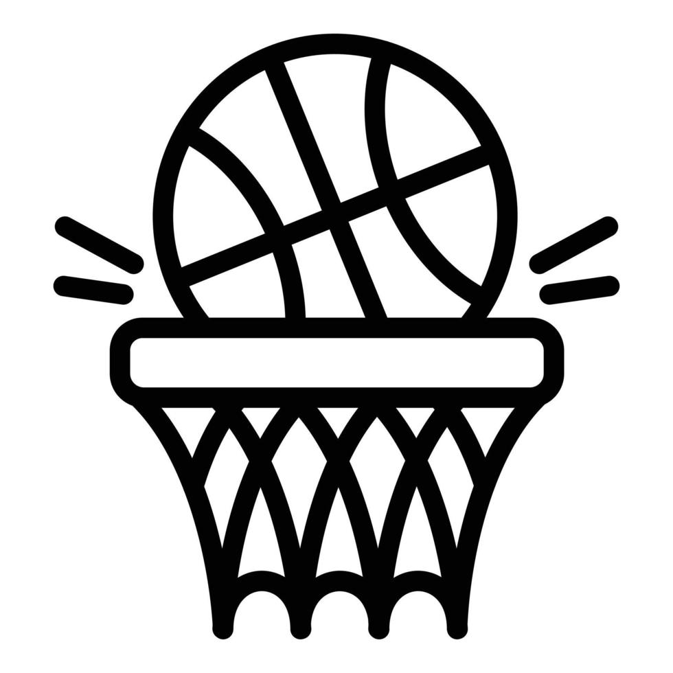 Basketball ball and basket icon, outline style vector