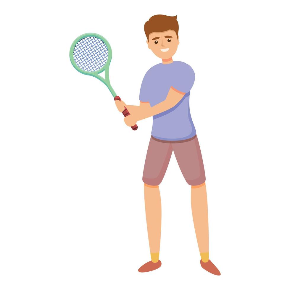 icono de jugador de tenis sonriente, estilo de dibujos animados vector