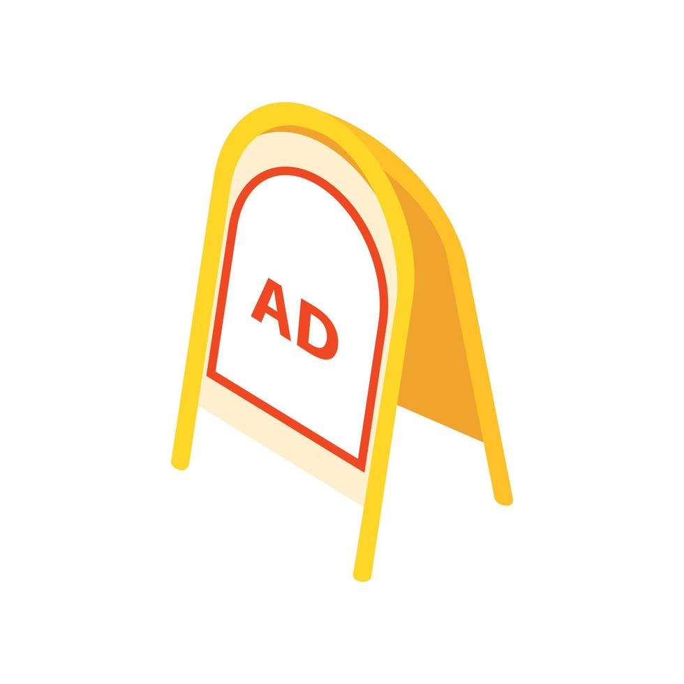 Yellow sandwich board icon, isometric 3d style vector