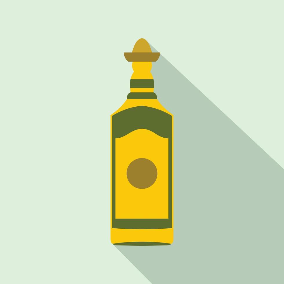 Tequila bottle icon, flat style vector