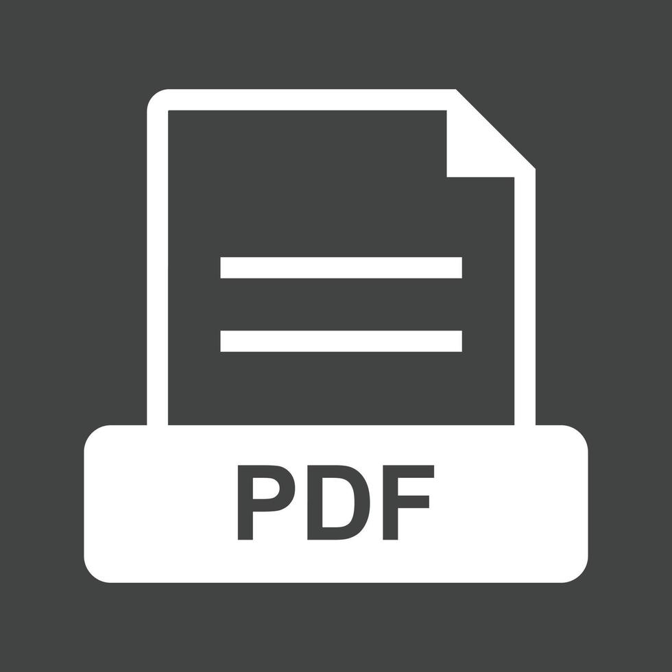 PDF Glyph Inverted Icon vector