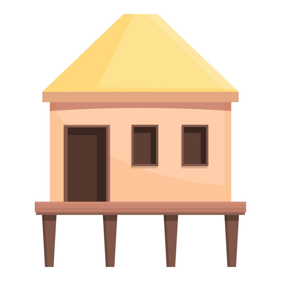 Tree bungalow icon cartoon vector. Sea villa vector