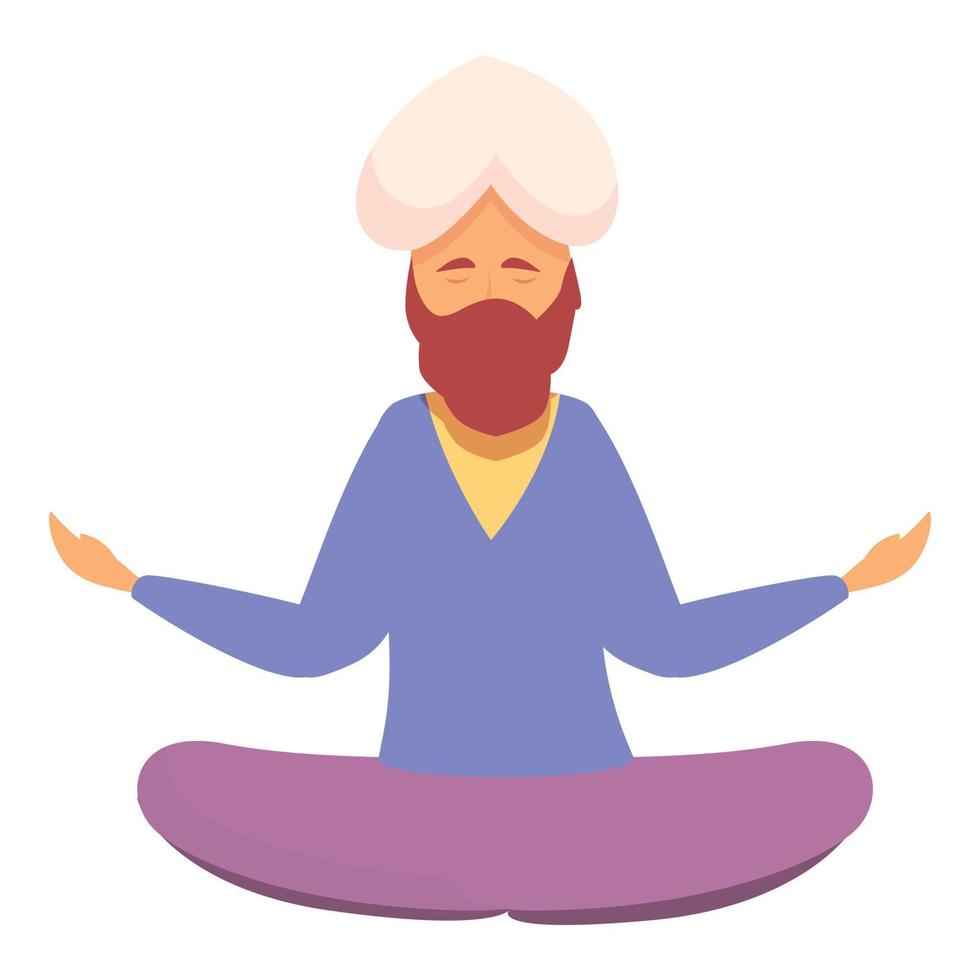 Rishi man icon cartoon vector. Meditating yoga vector