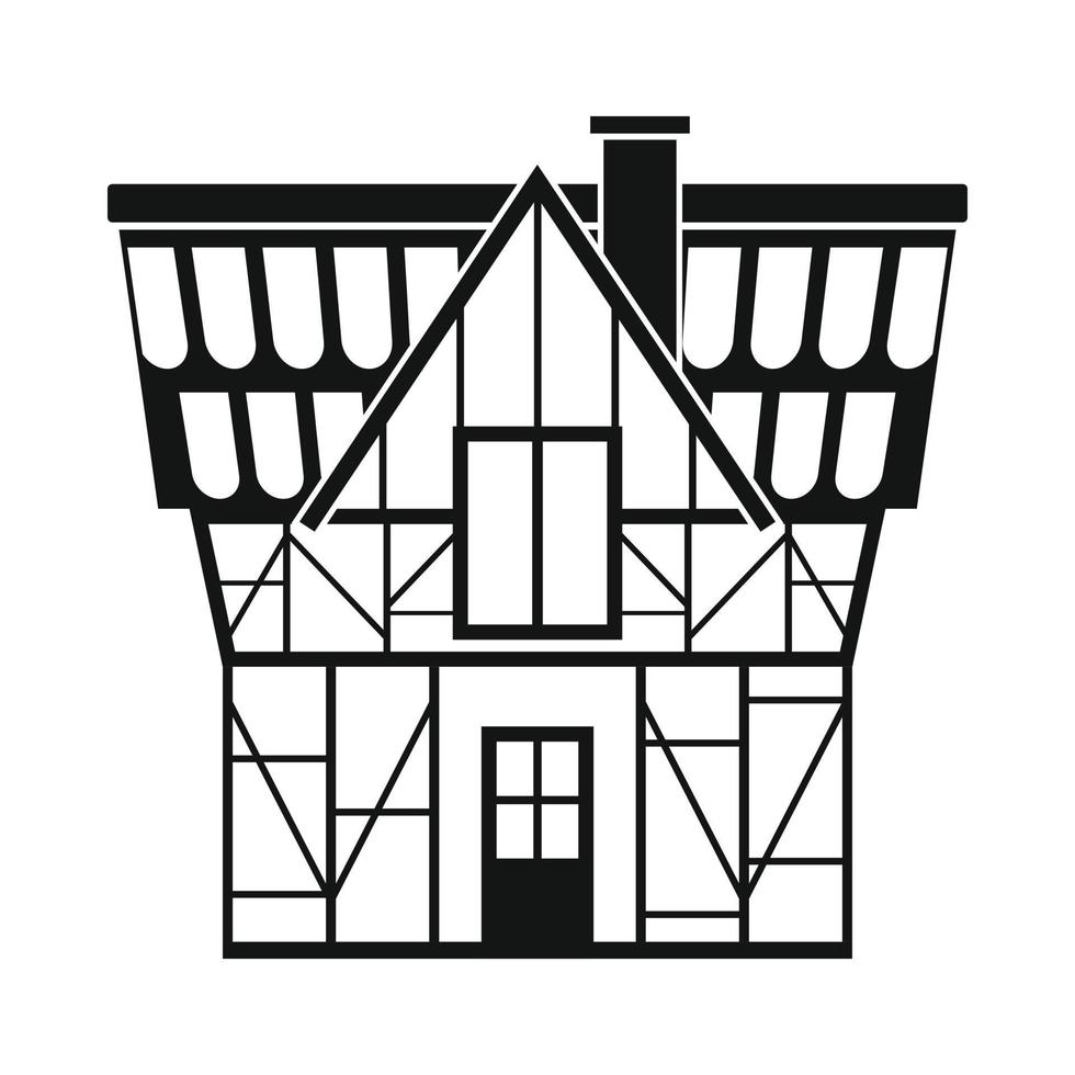 Half timbered house in Germany icon, simple style vector
