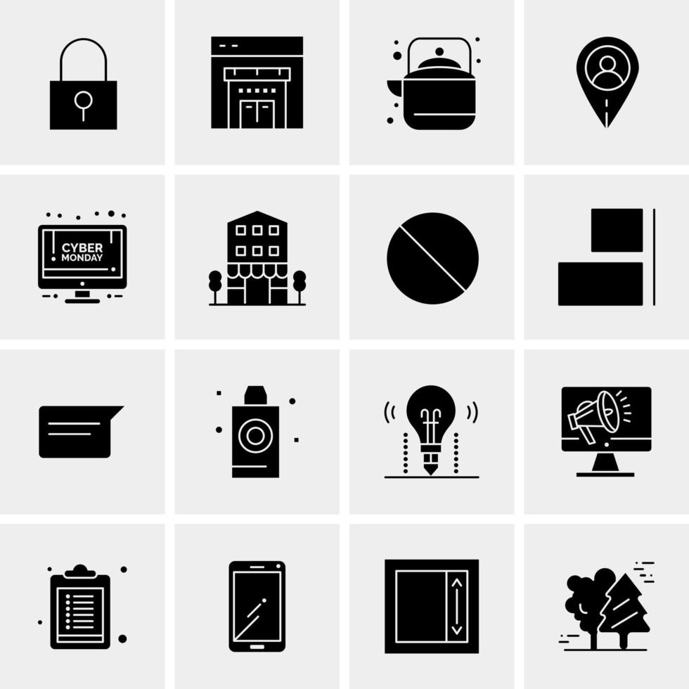 16 iconos de negocios universales vector ilustración de icono creativo para usar en proyectos relacionados con la web y dispositivos móviles