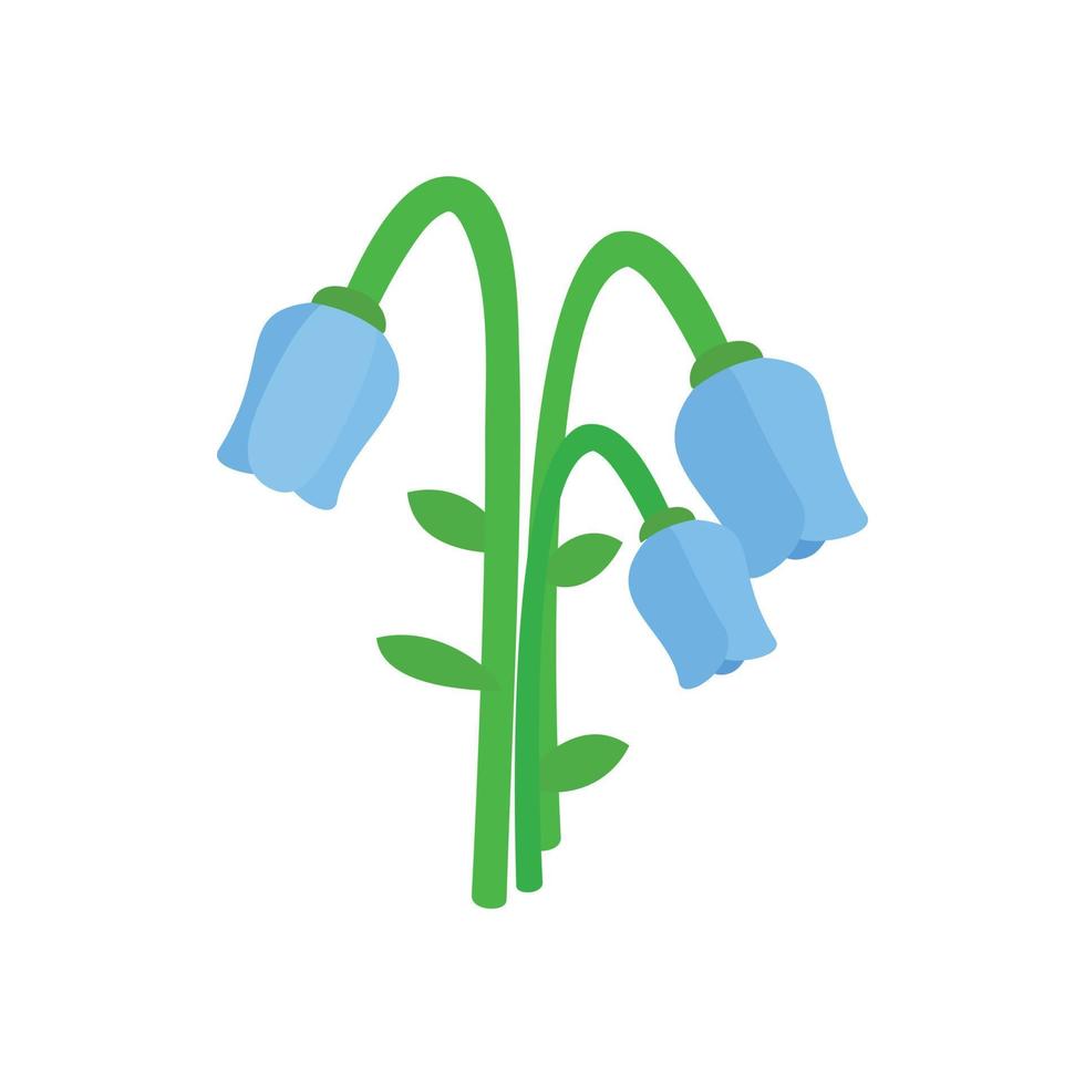 Blue bellflower icon, isometric 3d style vector