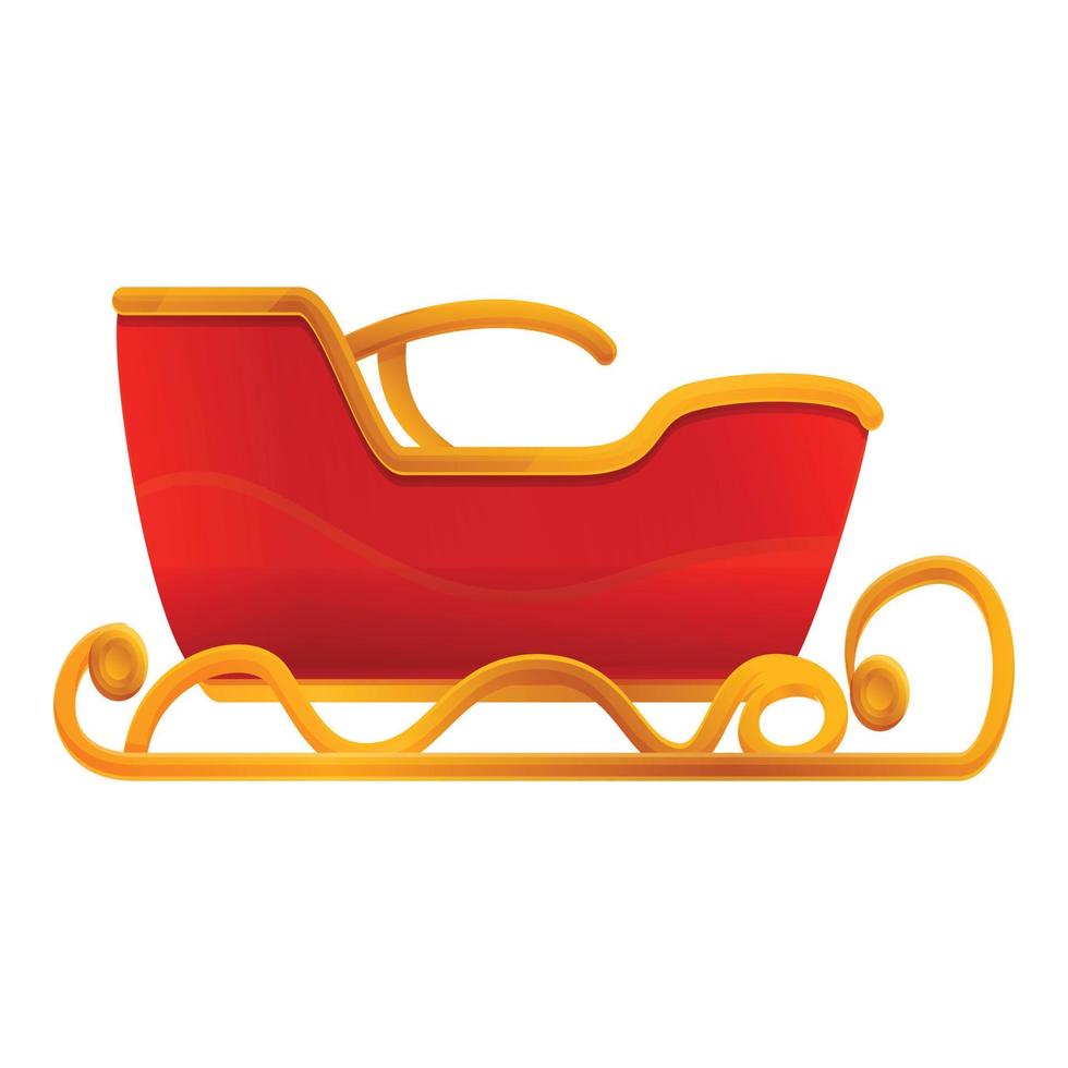 Xmas sleigh icon, cartoon style vector