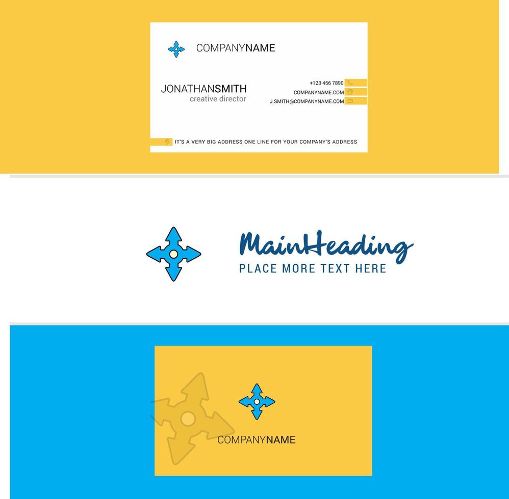 Beautiful Four way arrow Logo and business card vertical Design Vector