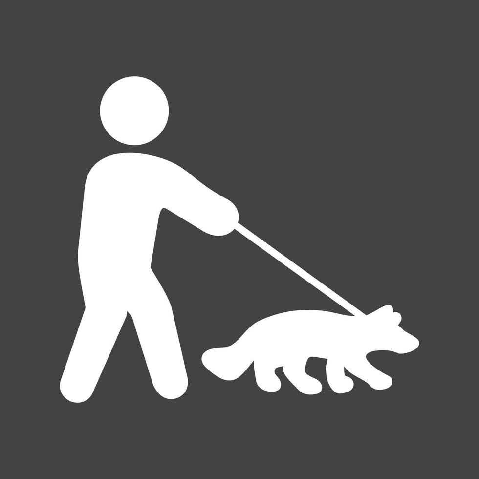 icono de glifo de perro caminando invertido vector