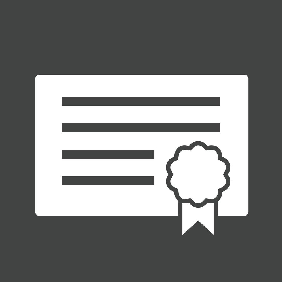 Certificate Glyph Inverted Icon vector