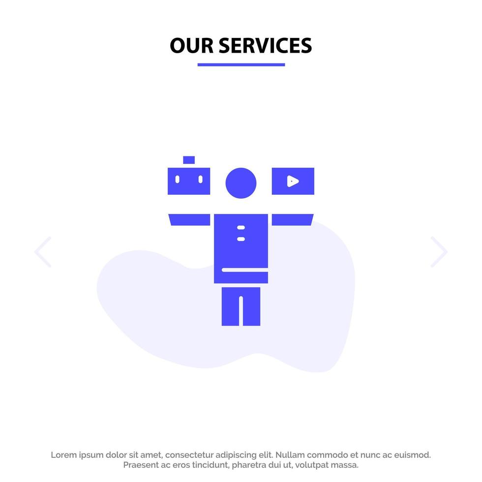 Our Services Balance Life Play Work Solid Glyph Icon Web card Template vector