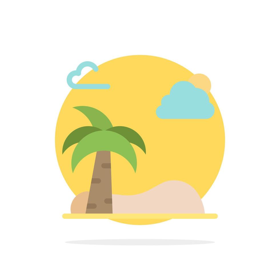 Beach Palm Tree Spring Abstract Circle Background Flat color Icon vector