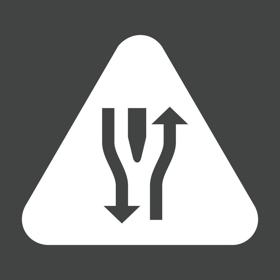 Double lane ahead Glyph Inverted Icon vector