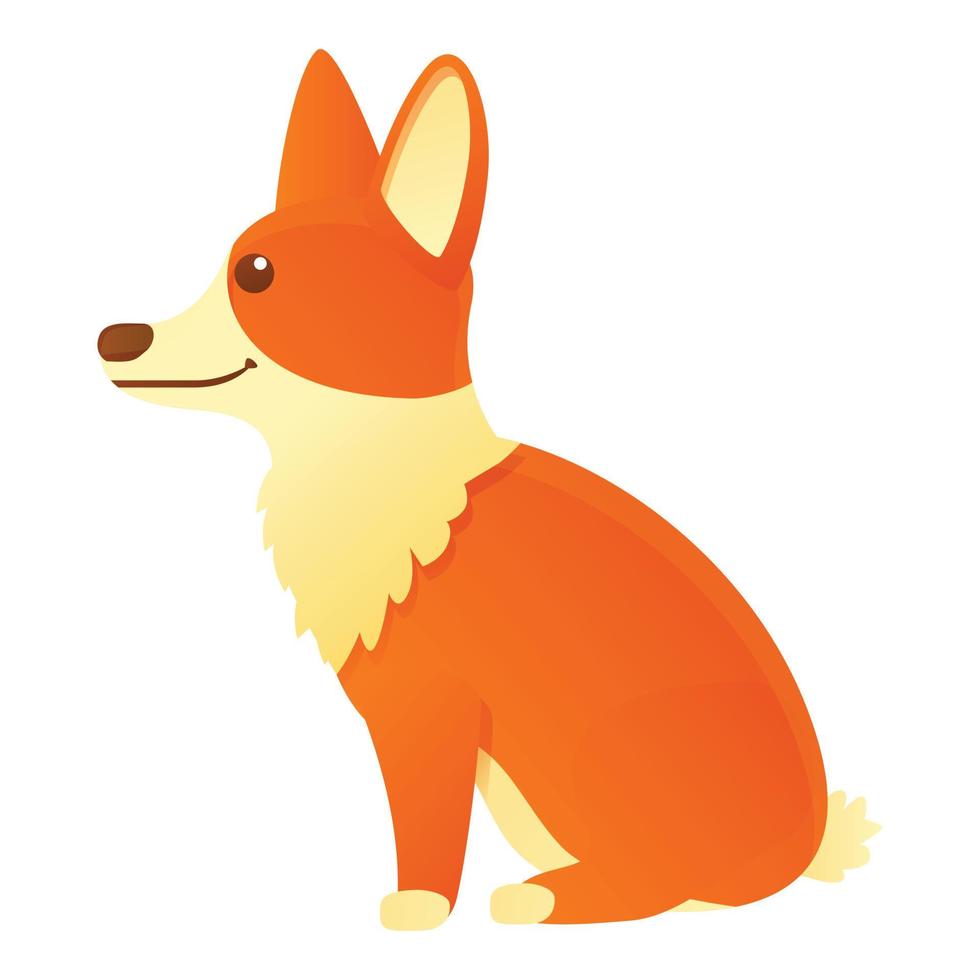 Lovely corgi dog icon, cartoon style vector