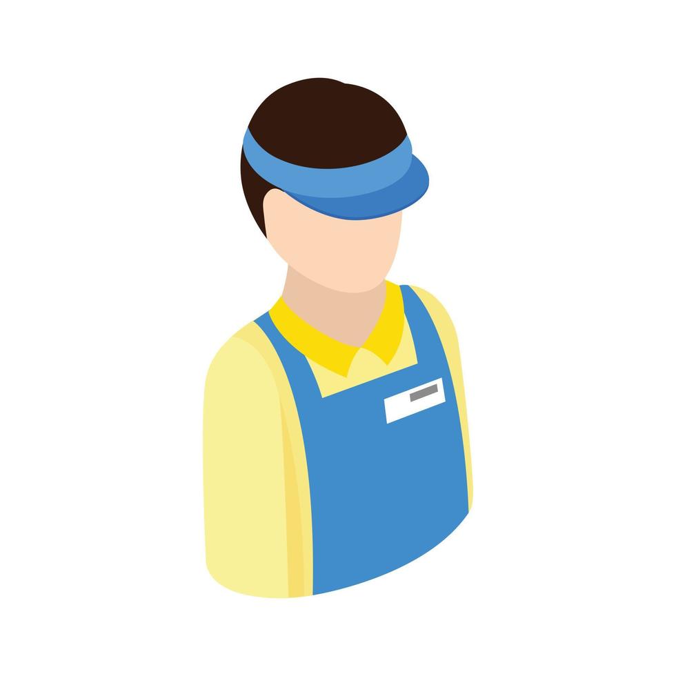 Cashier in supermarket icon, isometric 3d style vector
