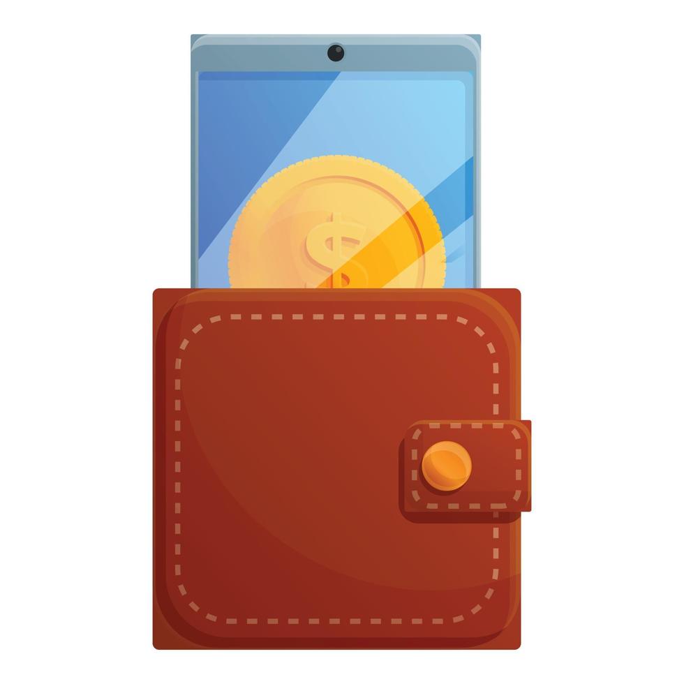 Digital wallet icon, cartoon style vector