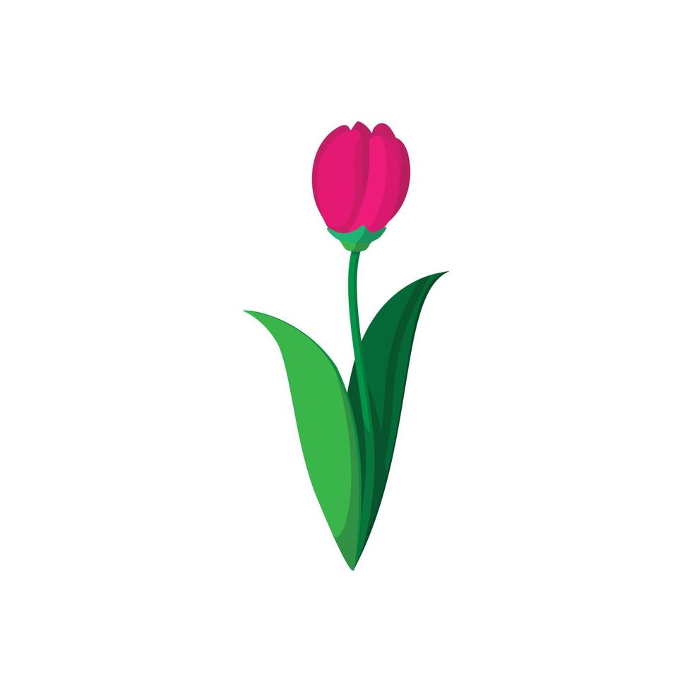 icono de dibujos animados de tulipán rosa vector