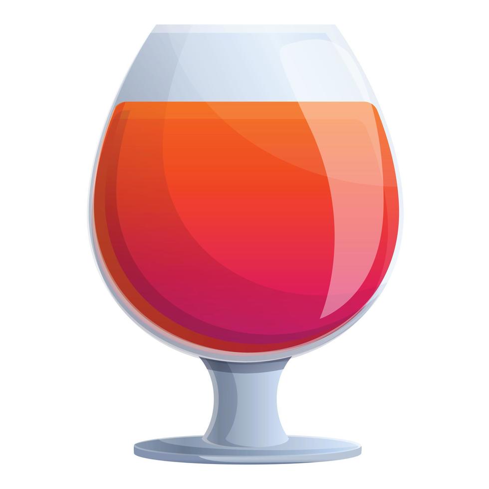 Red glass cocktail icon, cartoon style vector