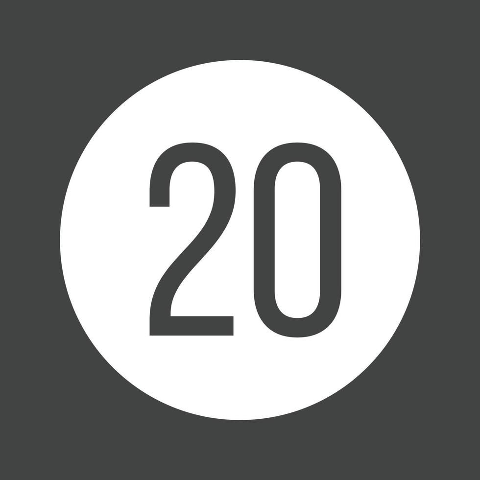 Speed limit 20 Glyph Inverted Icon vector