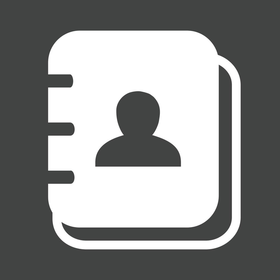 Address Book Glyph Inverted Icon vector