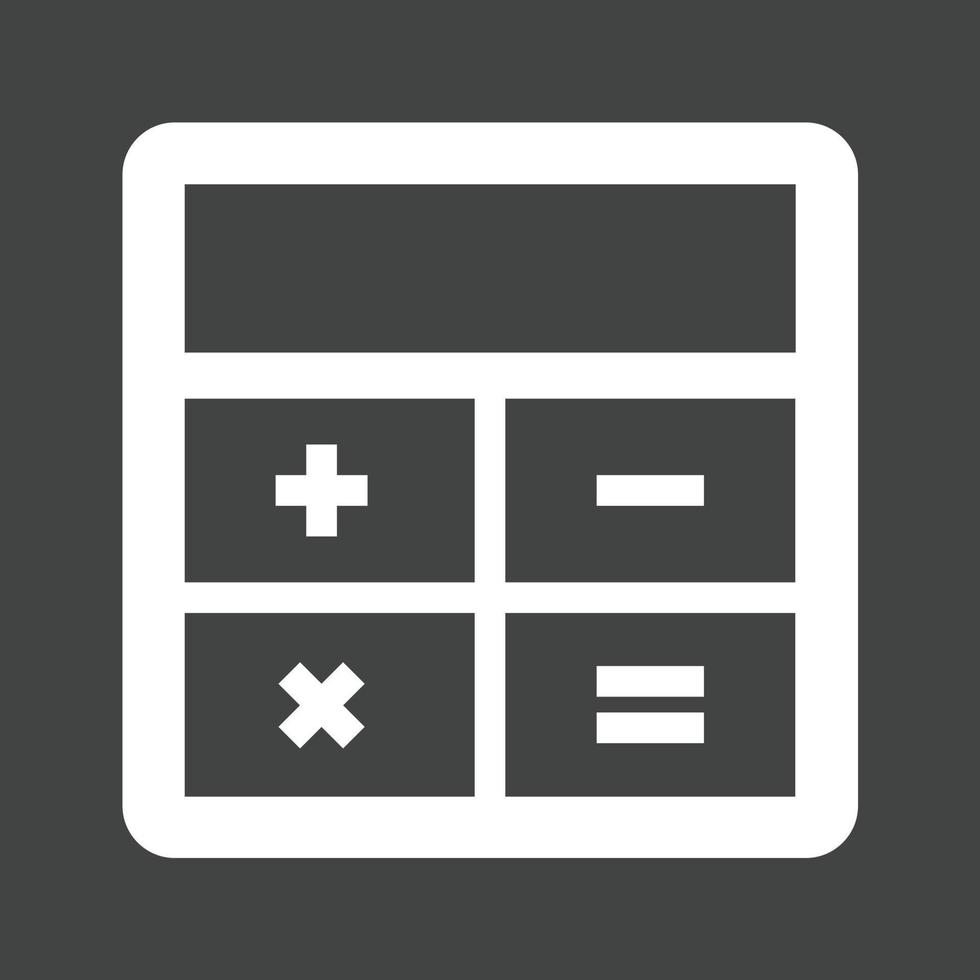 Calculator Glyph Inverted Icon vector