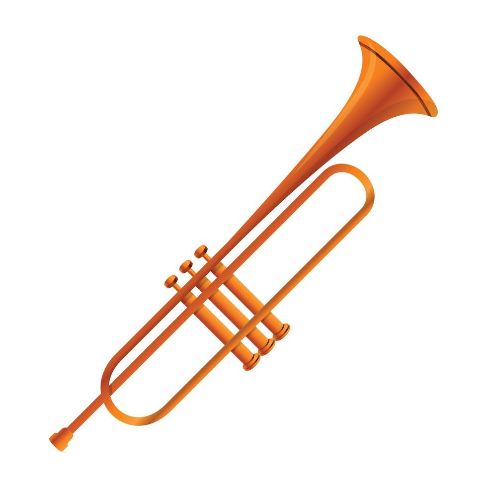 Gold trumpet icon, cartoon style vector