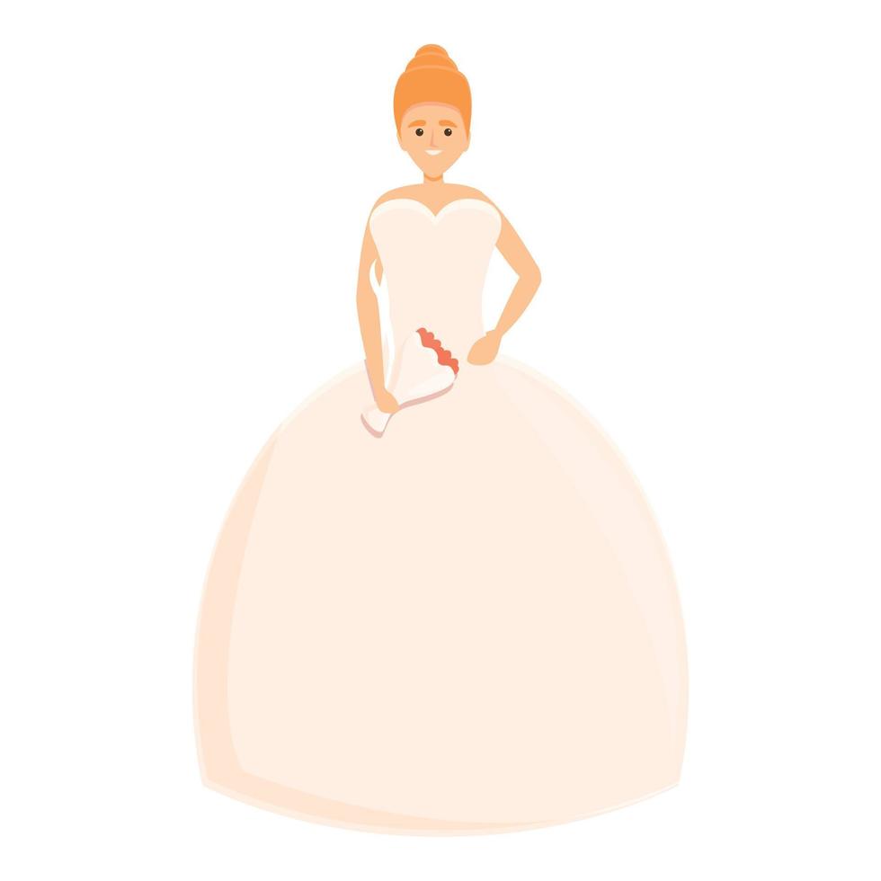 Elegance wedding dress icon, cartoon style vector