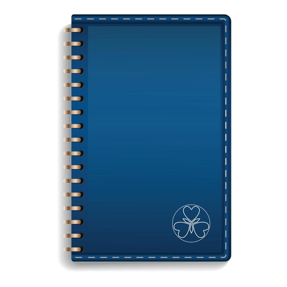 Leather notebook icon, realistic style vector