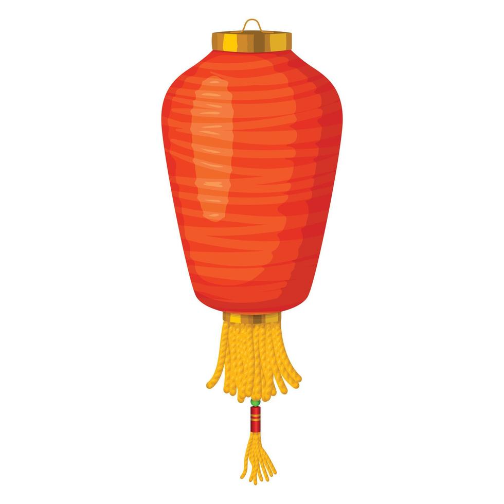 Red chinese paper lantern icon in cartoon style vector