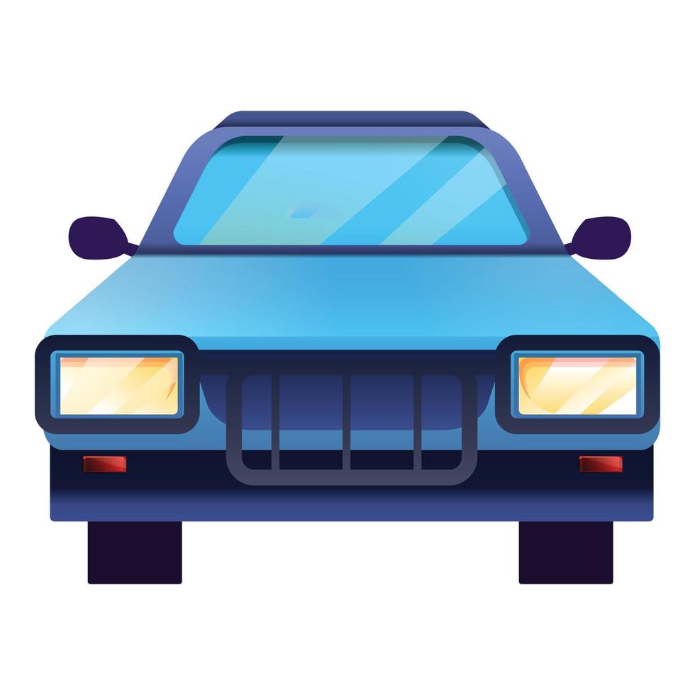 Front blue pickup icon, cartoon style vector