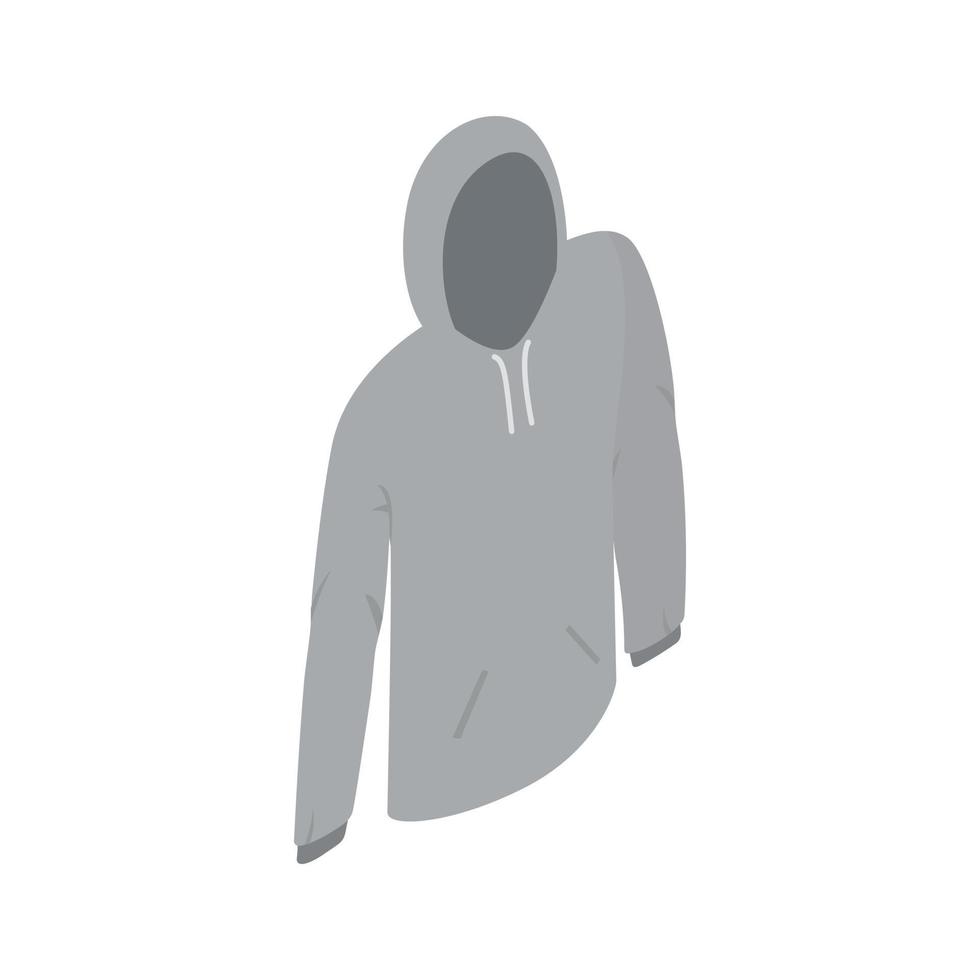 Grey hooded sweatshirt icon, isometric 3d style vector