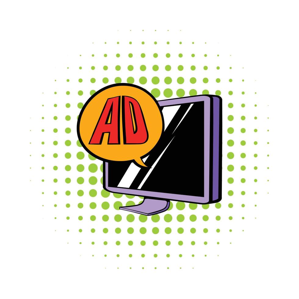 Advertising on TV icon, comics style vector