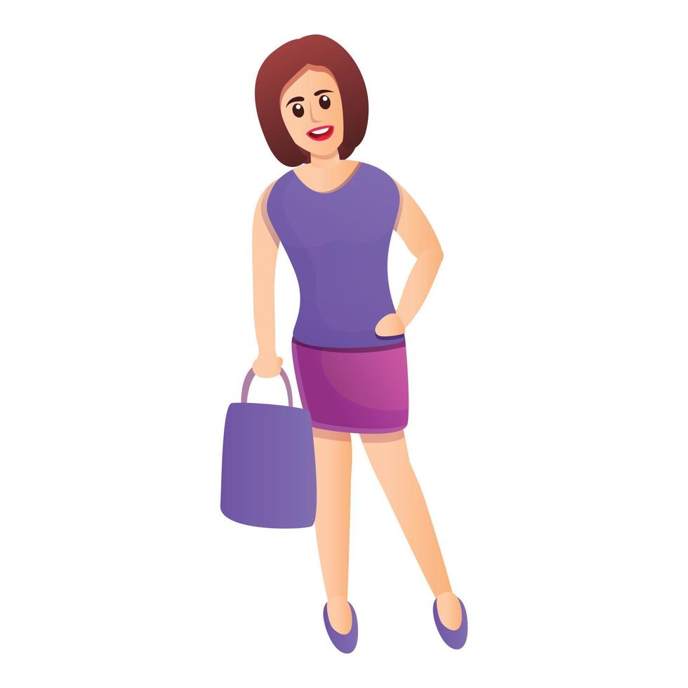 Woman shopper icon, cartoon style vector