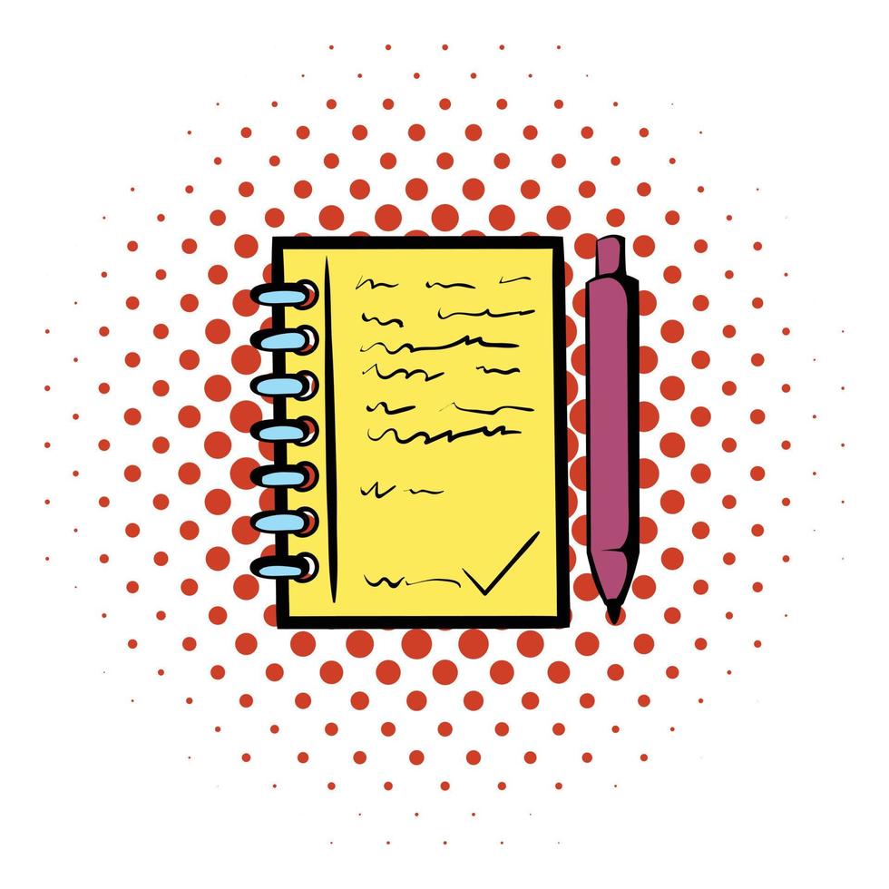 Spiral notebook and ballpoint pen icon vector