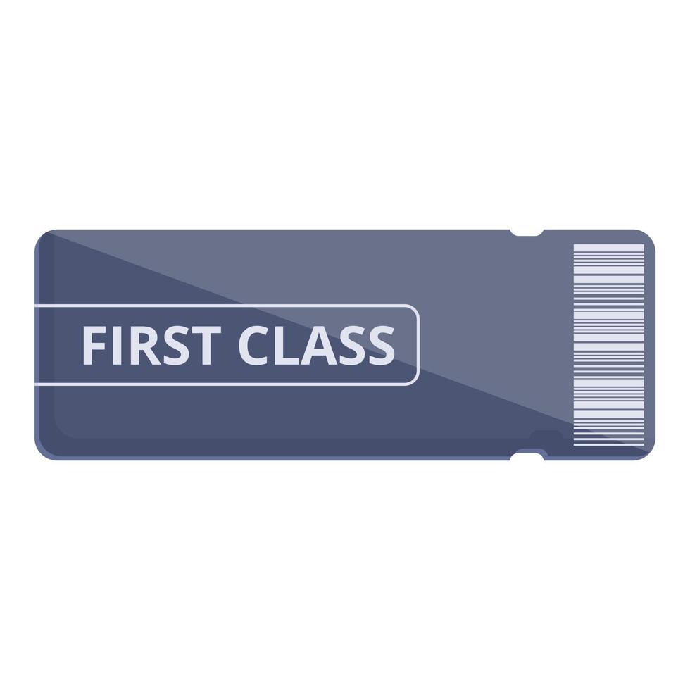 First class ai ticket icon, cartoon style vector