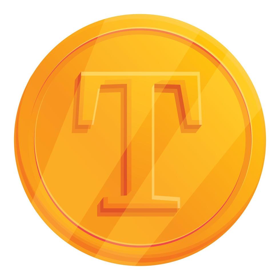 Gold bonus token icon, cartoon style vector
