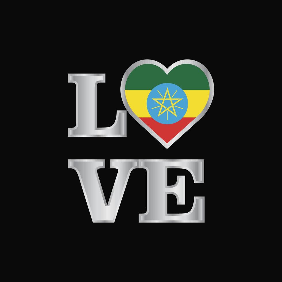 Love typography Ethiopia flag design vector beautiful lettering