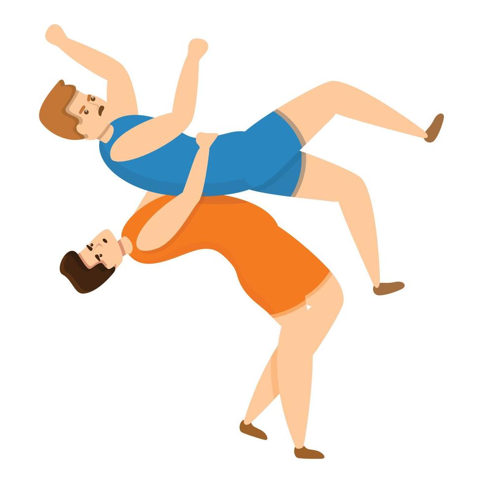 Greco-roman wrestling method icon, cartoon style vector