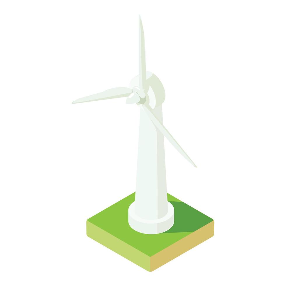 Modern wind turbine icon, isometric style vector