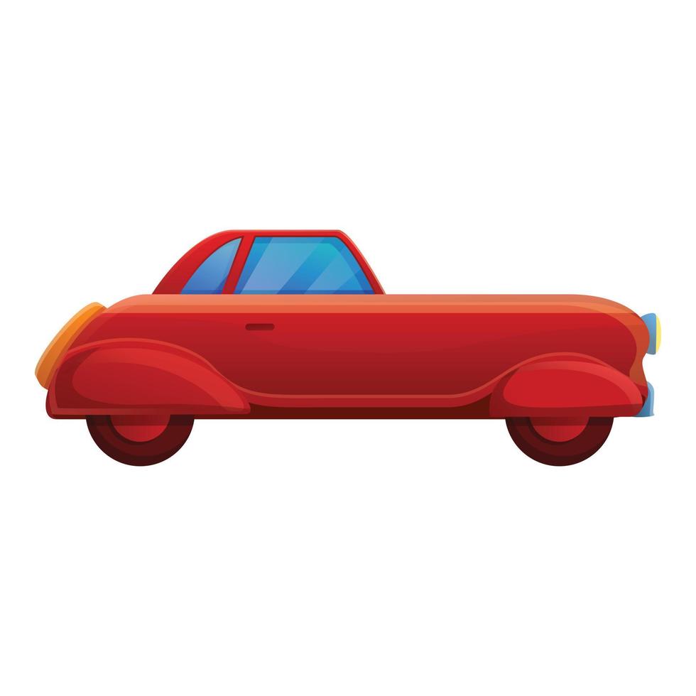 icono de coche retro rojo, estilo de dibujos animados vector