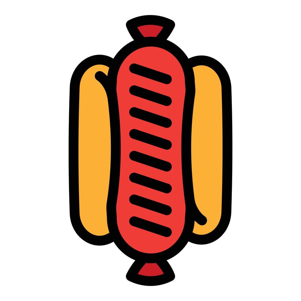 Grilled hot dog icon, outline style vector