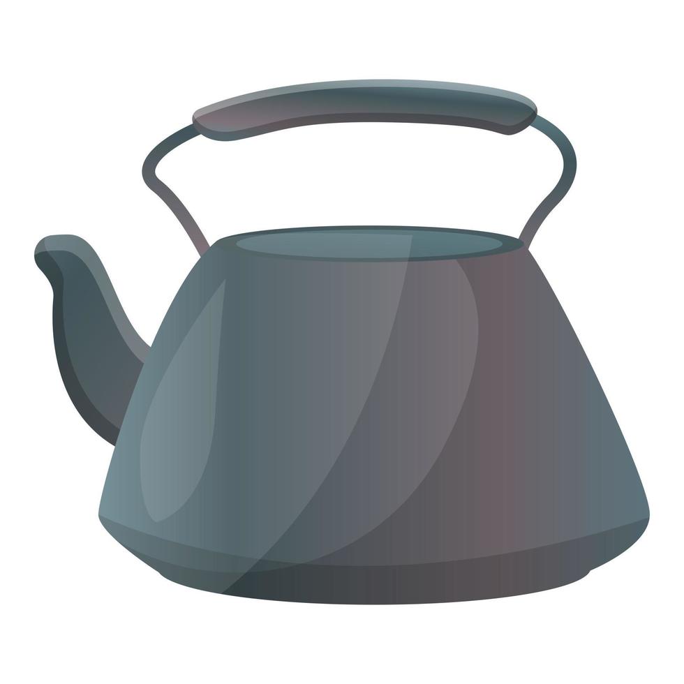 Matcha tea kettle icon, cartoon style vector